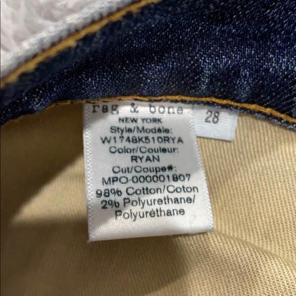 NEW • Rag & Bone • Ryan Stovepipe 10” Jeans Blue - Picture 7 of 8